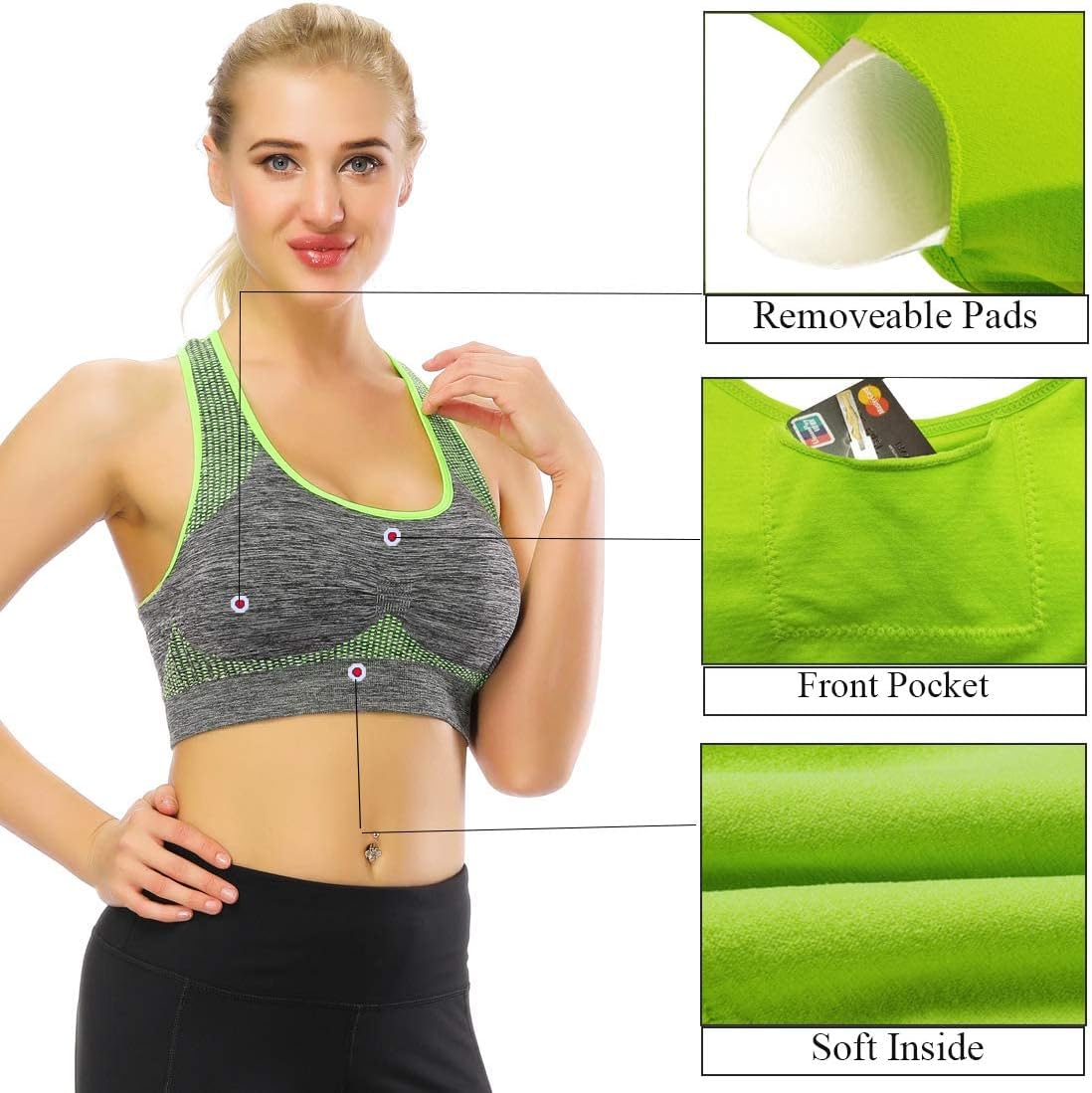 TOBWIZU Sports Bras - Medium Support Yoga & Gym Activewear with Convenient Pocket