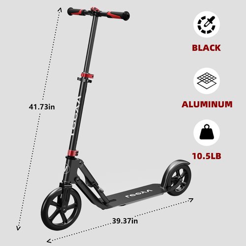 Scooter for Adults –Adult Scooter,Folding, Adjustable Height, Big Wheels, Lightweight All-Aluminum Frame | Suitable for Teens 12+ | 265lbs Weight Limit,Kick Scooter