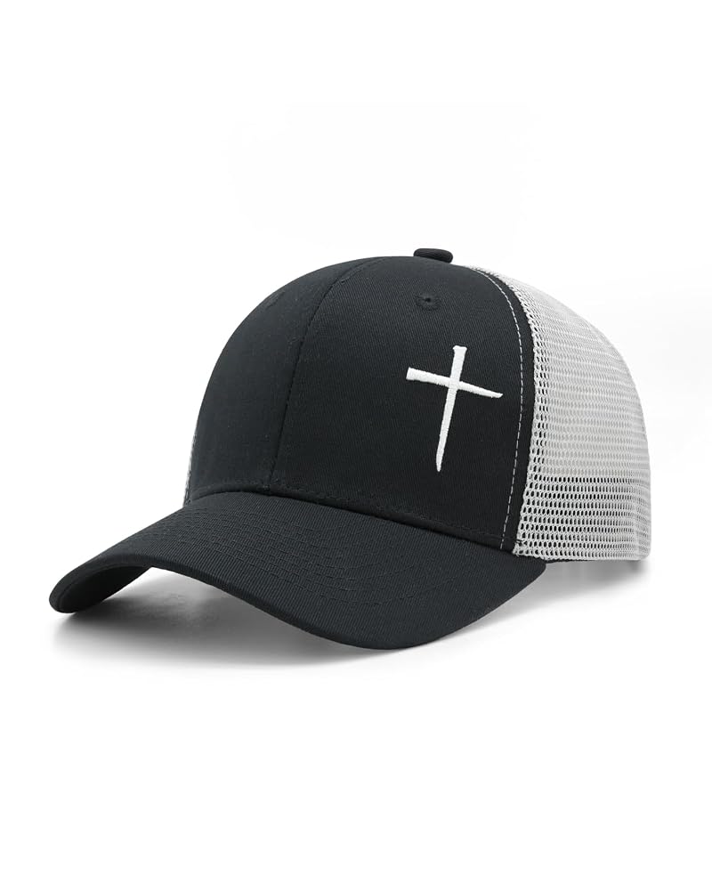 Cross Hat for Men & Women - Breathable Trucker Cap, Black (Variation: Black)