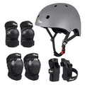 JBM Protective Gear Set for Beginners to Pros, Helmet with Knee Elbow Pads & Wrist Guards, Gray Large