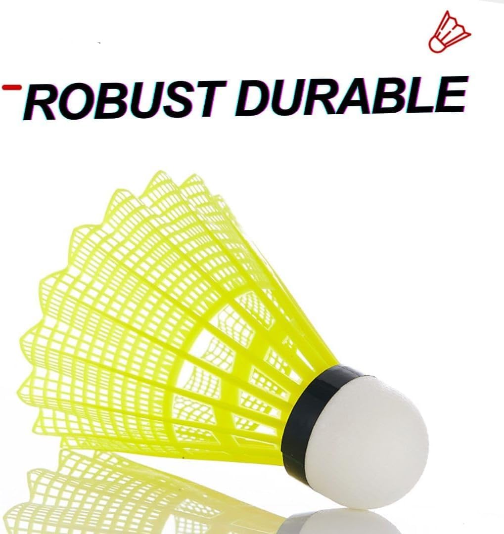 vicleo Bedminton Shuttlecocks, Nylon Badminton Birdies Stable & Durable Balls for Indoor and Outdoor Training/Competition King N350 Slow Speed-6PCS (Yellow)