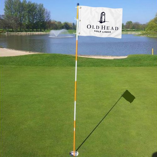 2BUT Old Head Golf Links Golf Pin PGA Flag Practic Putting Green Golf Flag For Backyard Garden Double-Sewn 600D Nylon Miniature Pin Flag (20"X13" Grommet)