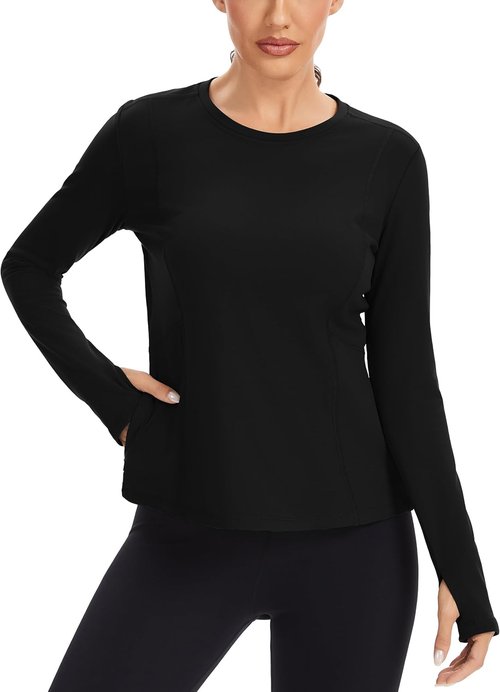 MathCat Thermal Shirts - Women's Fleece Lined Long Sleeve Base Layer for Winter Running Gear