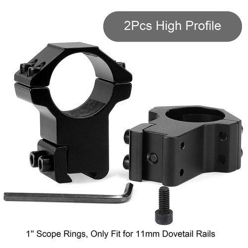 1'' Dovetail Scope Rings, LONSEL 2Pcs High Profile & 2Pcs Medium Profile 1 Inch Scope Mount Rings for 11mm Dovetail Rails - Pack of 4