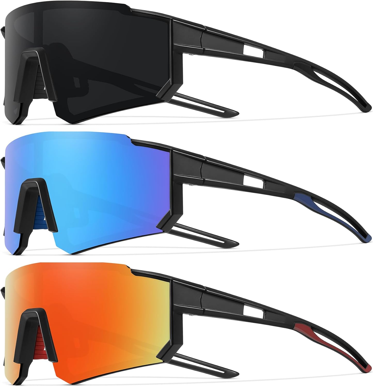 Skiennix Polarized Youth Baseball Sunglasses - UV Protection for Boys & Girls Age 6-12 | 3 Pack