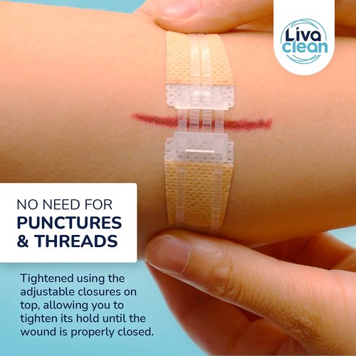 (6 CT) 1 X 3.7” Wound Closure Strips - Zip Stitch Wound Closure Kit - Butterfly Kit Device Zip Tie Skin Closuing Butterfly Bandaids Adhesive Injury-Closing Glue Steri Strips Bandages Sutures