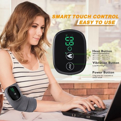 Cordless Knee Massager with Heat Vibration, Knee Heating Pad, Electric Heated Knee Brace Shoulder Heating Pads Elbow Wrap with 3 Heat Levels and Massage Modes