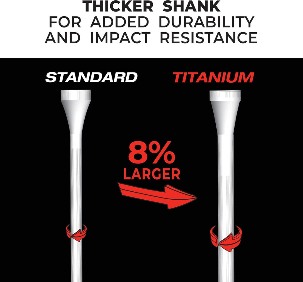 PrideSports PTS Titanium Strength Golf Tees - 75 Count, 2-3/4 Inch | 8% Thicker Shaft for Enhanced Durability