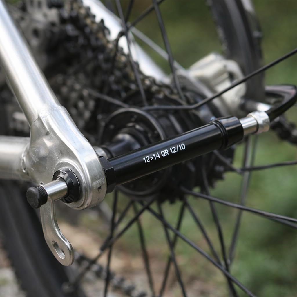 VGEBY Bikes Wheel Rear Fork Axle, 12mm Rear Bikes Thru Axle to 9mm Thru Axle Quick Release Hub Skewer Adapter (142 * 12)