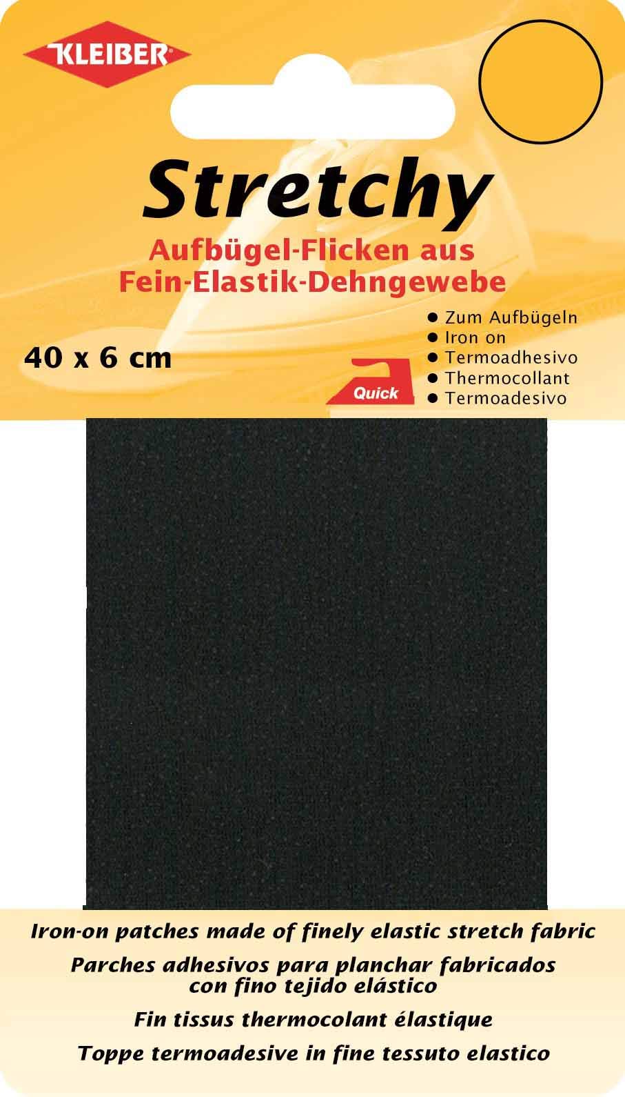 Kleiber Iron On Elasticated Clothing Repair Tape, 40cm x 6cm, Black