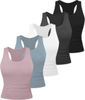 Dalavch Women's Workout Racerback Tank Tops - 5 Pack Spandex Crop for Yoga & Gym Activities