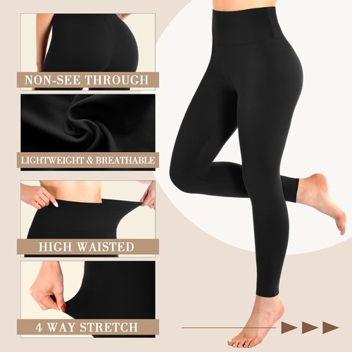 Leafigure High Waisted Leggings - Soft, No See-Through Yoga Pants for Women | Perfect for Gym & Running