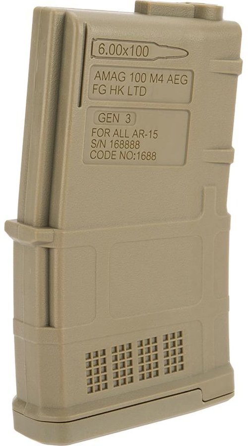 Evike Airsoft - ARES AMAG 100rd Mid-Cap Mag for M4 Airsoft AEGs (Color: Dark Earth / 5 Pack)