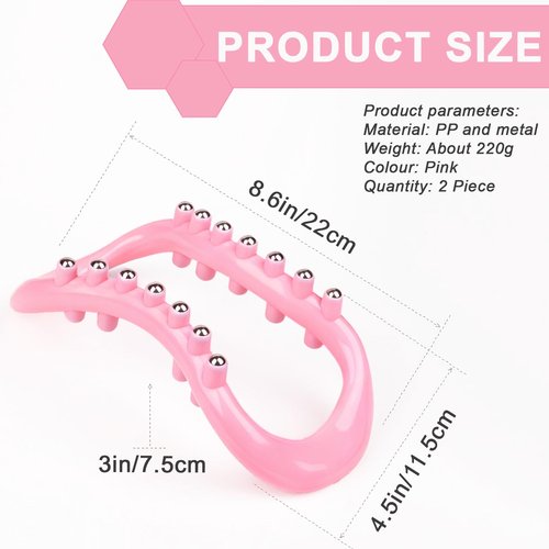 Hikiwin Set of 2 Pilates Yoga Fitness Rings, Pilates Circle Stretch Resistance Training Support Massage, Yoga Equipment Ring with Massage Steel Balls, Training Ring for Pilates, Pink