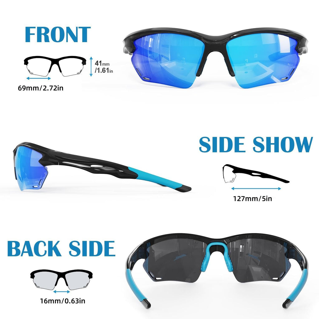 Polarized Sports Sunglasses for Men Women, Baseball Sun Glasses for Cycling Fishing Running Driving Golf Motorcycle Blue Glasses