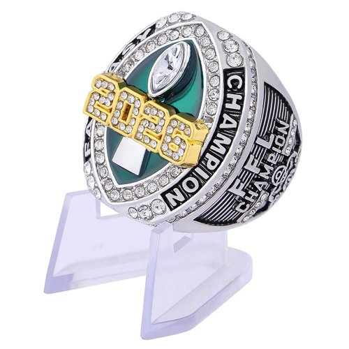 guancrown Fantasy Football Ring 2026 Award Prize Trophy Sports Winner MVP FFL Ring (Ring and Stand, Size 12)