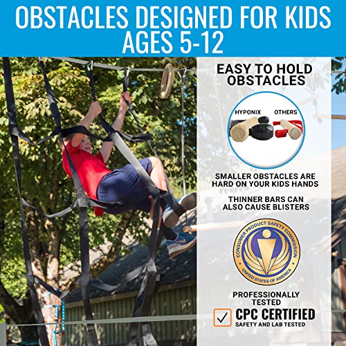Kids Ninja Warrior Obstacle Course Set - 2 x 60 ft, 13 Obstacles, Grey