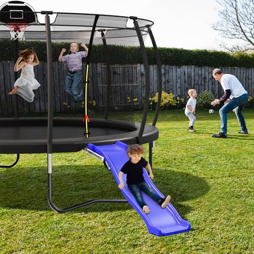 Lyromix Kids Trampoline Slide Attachment for 8-16 FT Trampolines, Supports 220 LBS