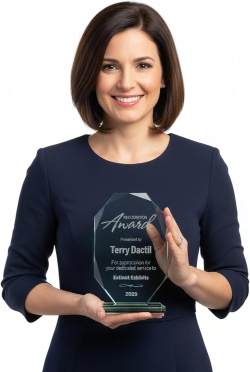 Customizable Glass Trophy Award - 8.5" Tall with Personalized Engraving | Perfect for Recognition & Retirement