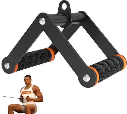 Fitarc V Bar Cable Attachment - Double D Row Handle with Non-Slip Grips for Gym & Home Workouts | Orange