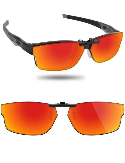 Fiskr Polarized Clip-On Sunglasses for Oakley Crosslink OX3128 (Size 53-18) - UV Protection - Universal Fit for Men & Women - Fire Red