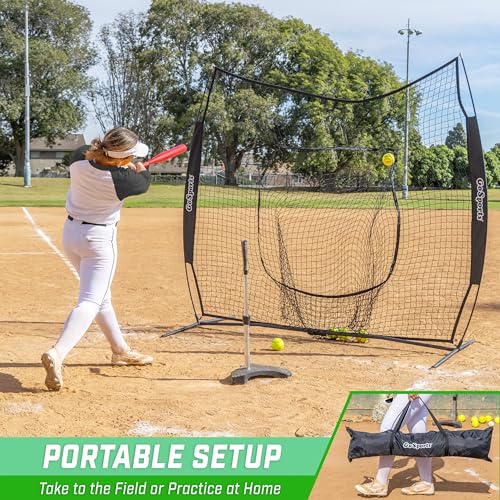 GoSports 7 x 7 ft Softball & Baseball Training Net - Black, Strike Zone, Portable