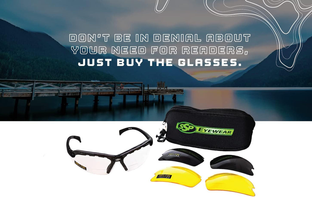 SSP Eyewear Bifocal Shooting Glasses Kit - Shatterproof Design | 2.25x Magnification, Assorted Colors