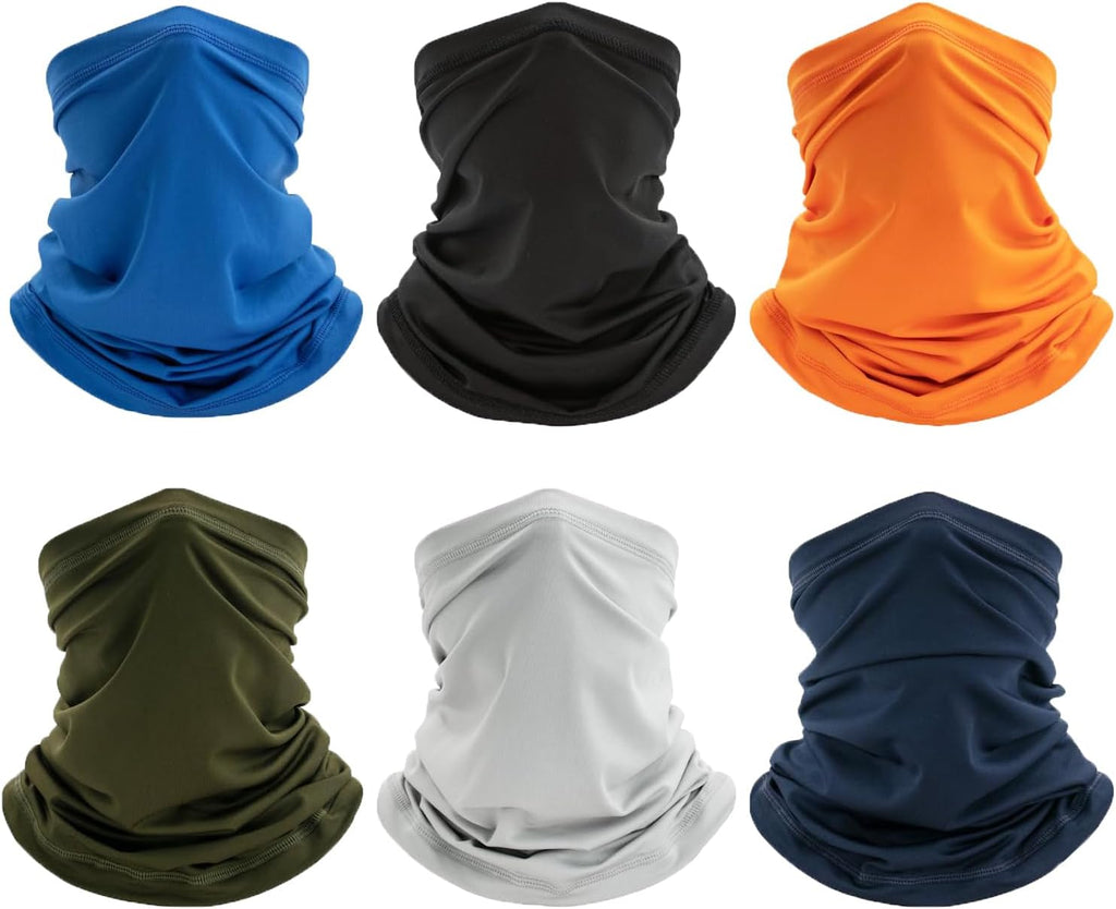 Skiennix Neck Gaiter Face Mask - 6 Pack Cooling Bandana Scarf | Breathable Balaclava for Outdoor Use