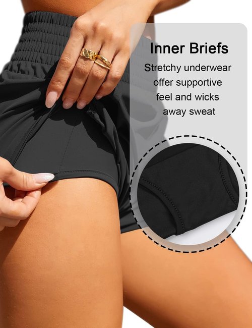 BMJL Women's High Waisted Athletic Shorts - 2.5" Sporty Gym Running Shorts with Pocket