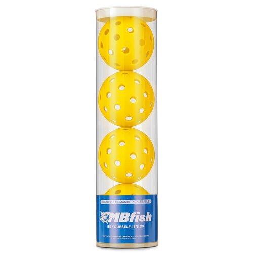 MBFISH Pickleball Pickle Ball 4 Pack Balls 40 Holes for Outdoor Meet Specifications High Bounce Yellow