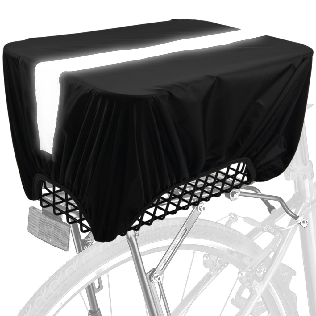 VAOLOAV 45L Bicycle Basket Waterproof Rain Cover with Reflective Strip Bicycle Rear Rack Rain Cover Black