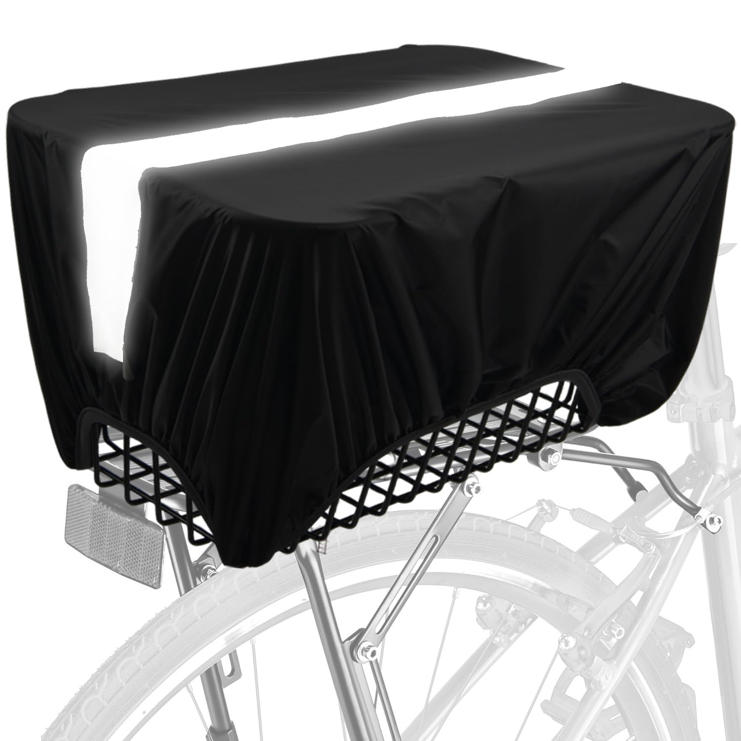 VAOLOAV 45L Bicycle Basket Waterproof Rain Cover with Reflective Strip Bicycle Rear Rack Rain Cover Black