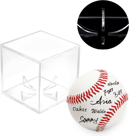 4 Pack Acrylic Baseball Display Case - UV Protected Holder for Autographed Sports Memorabilia