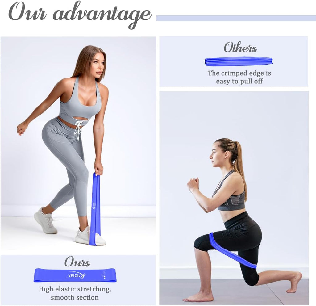 VEICK Resistance Loop Exercise Bands - Set of 5 Elastic Workout Bands for Home Fitness & Strength Training