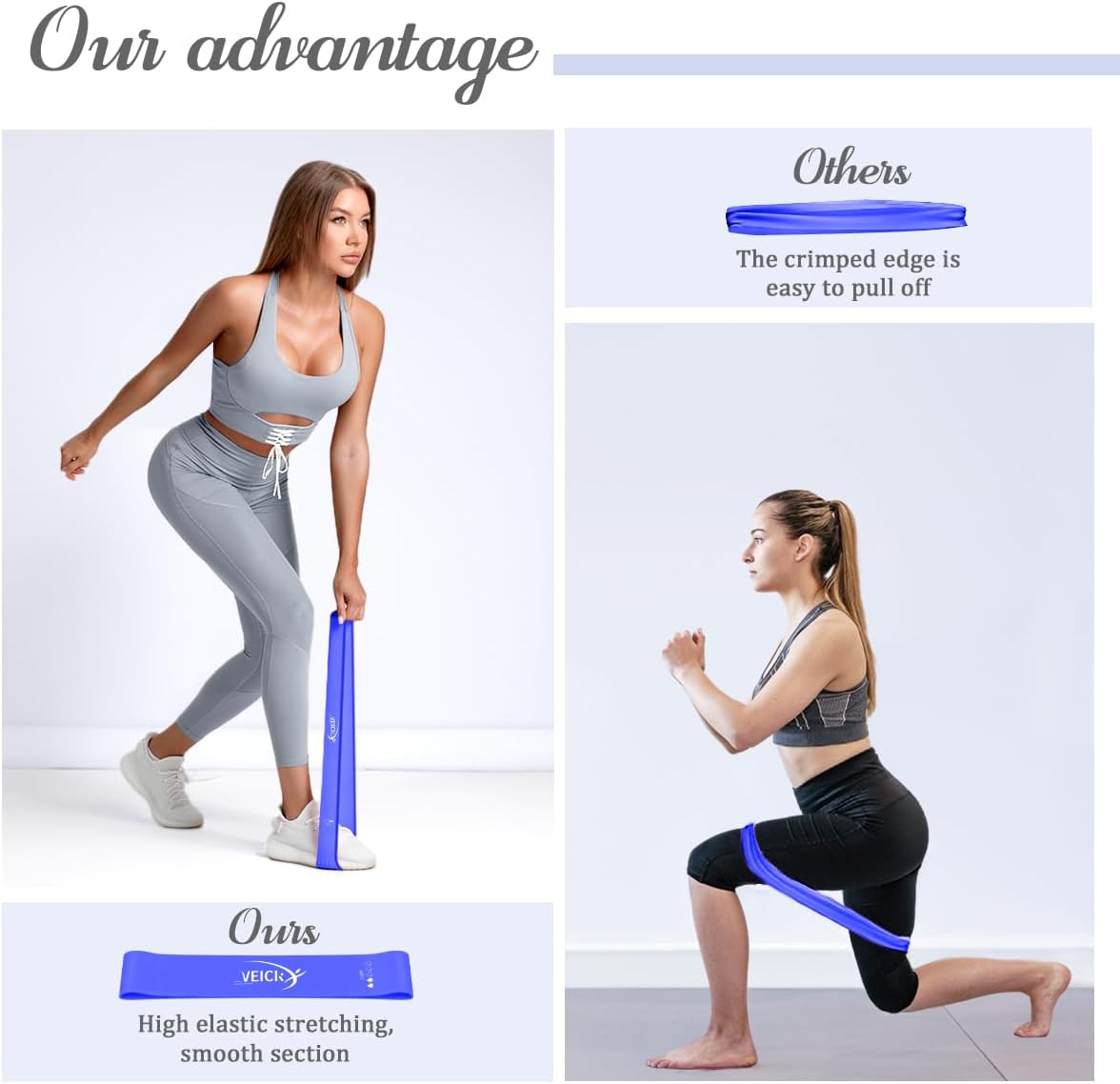 VEICK Resistance Loop Exercise Bands - Set of 5 Elastic Workout Bands for Home Fitness & Strength Training