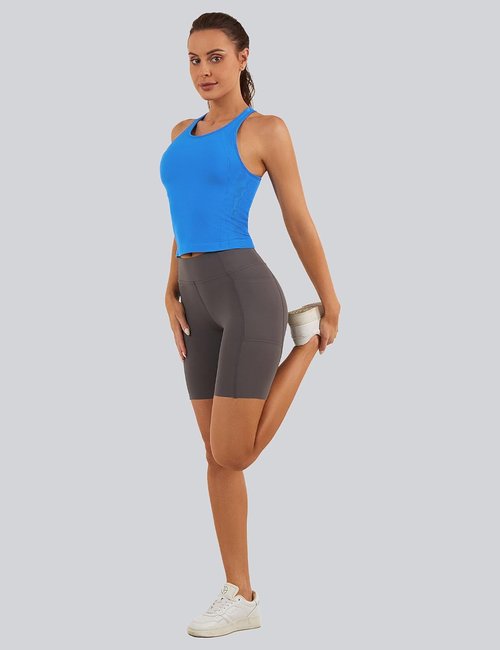 MathCat Racerback Workout Tank Tops for Women - Seamless Athletic Yoga Tops with Built-In Bra