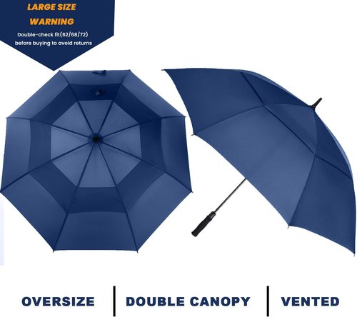 Golf Umbrella by [Brand Name] - Extra Large 72 Inch Double Canopy, Windproof & Waterproof, Automatic Open