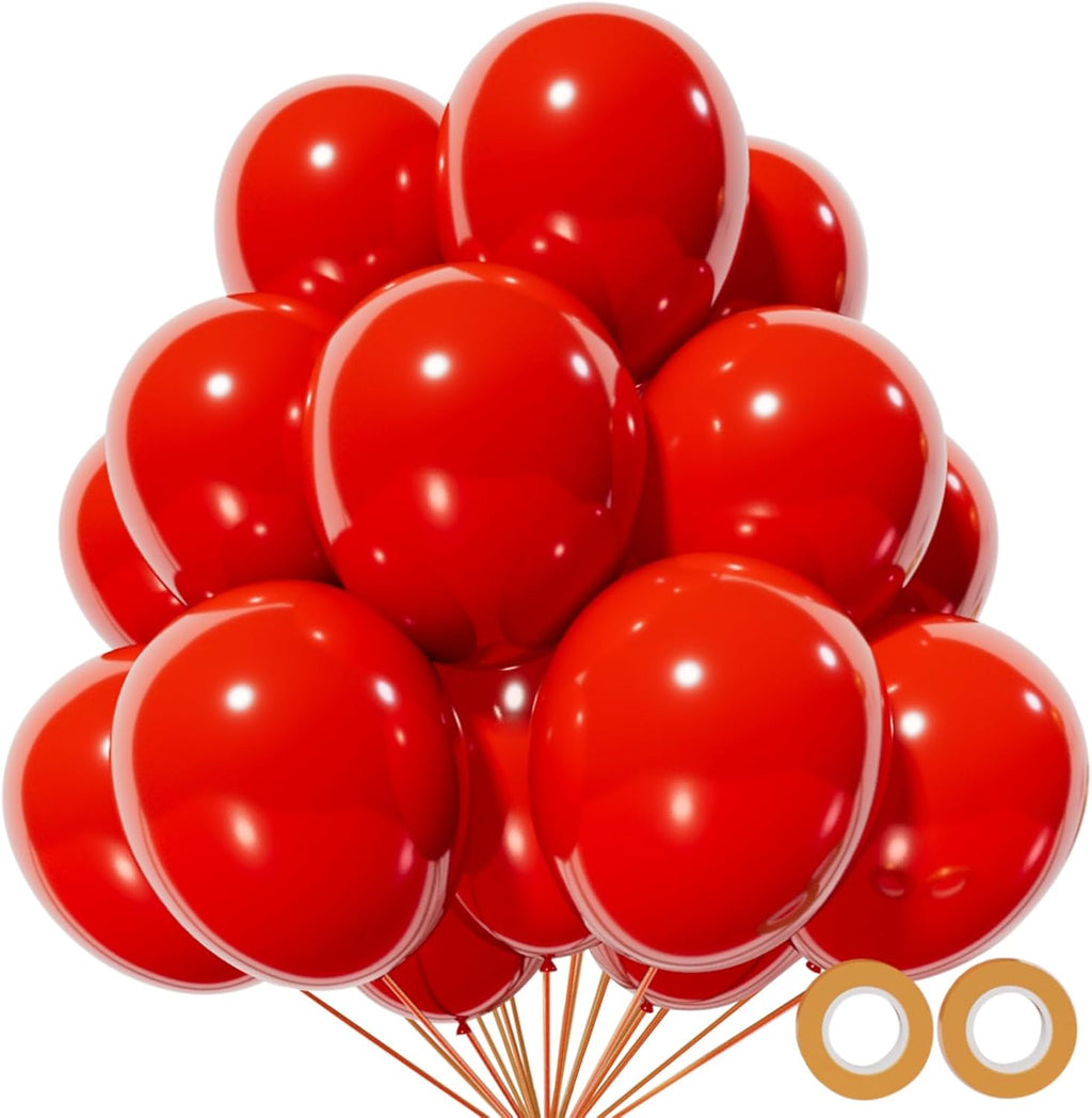 Red Balloon 110pcs - 12 Inch Red Latex Balloons for Birthday, Valentine's Day & Weddings | Includes 2 Ribbons
