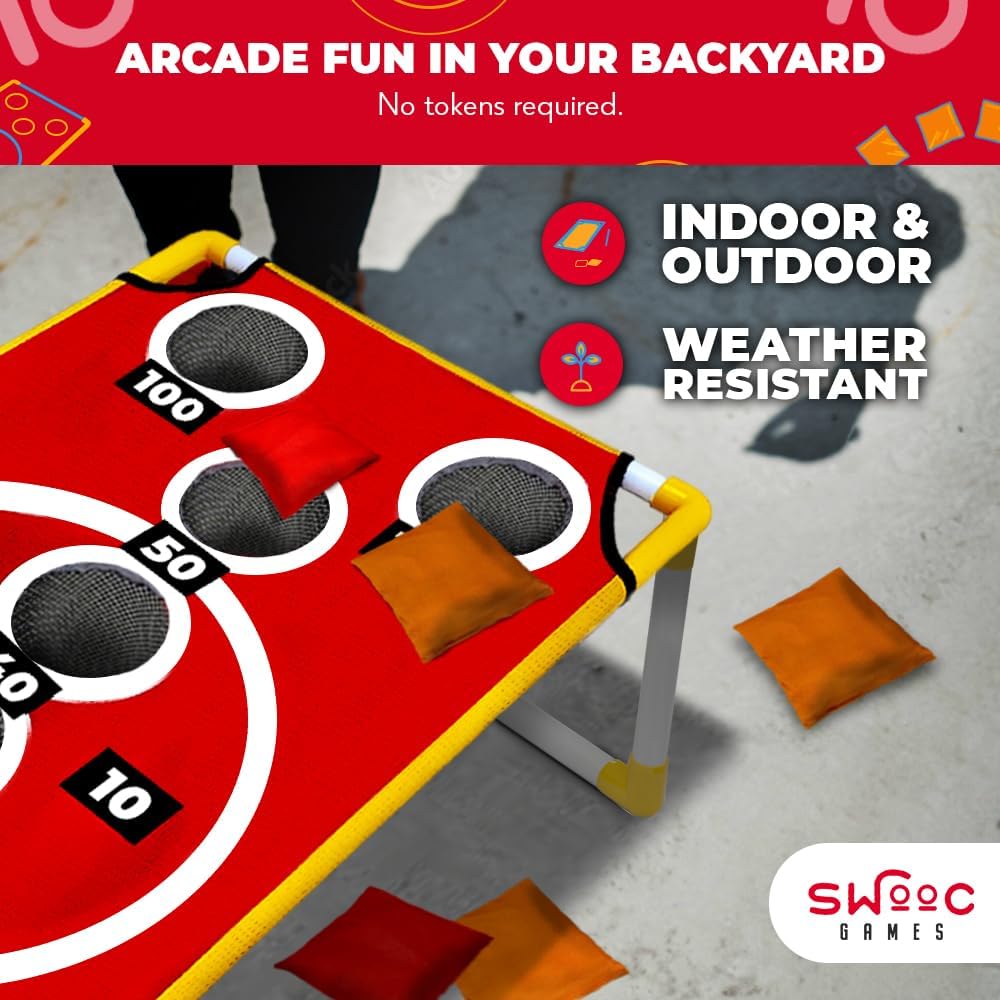 Swooc Games - Coney Island Toss™ - Arcade-Style Cornhole Board Set with Carrying Case & 15+ Games - Fun for All Ages