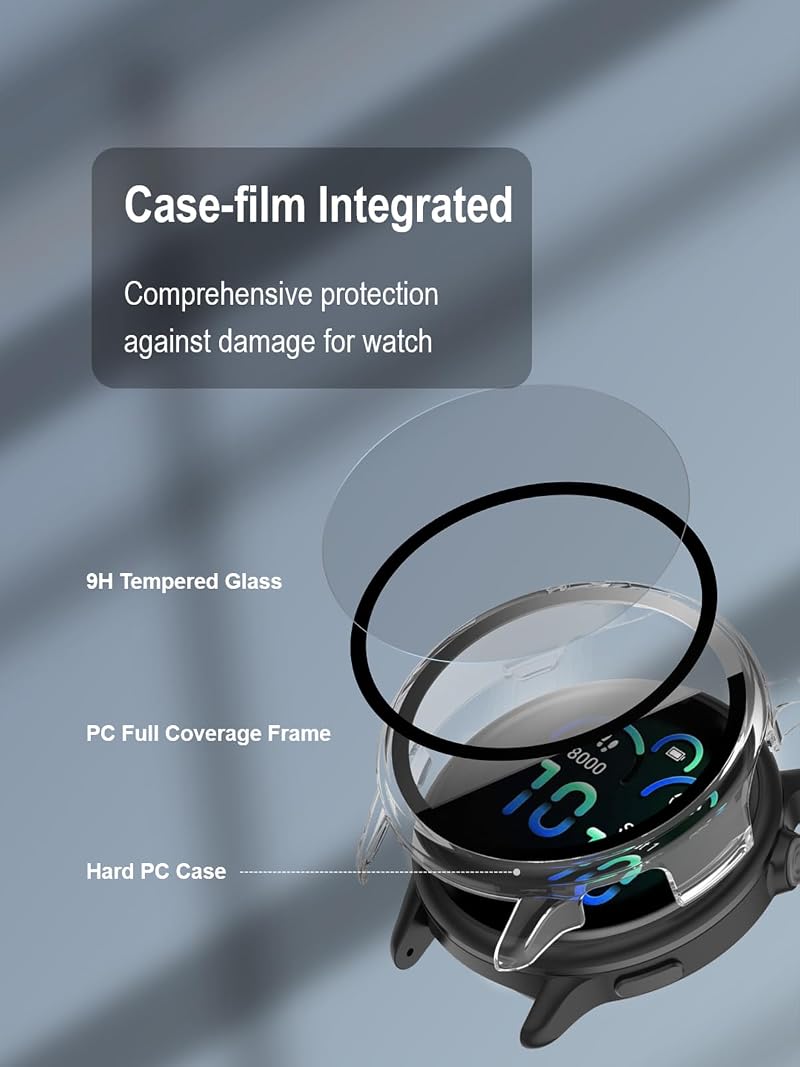 Case with Screen Protector for Garmin Vivoactive 6 9H Glass, 3-Pack Black – All-in-One Full Body Protection