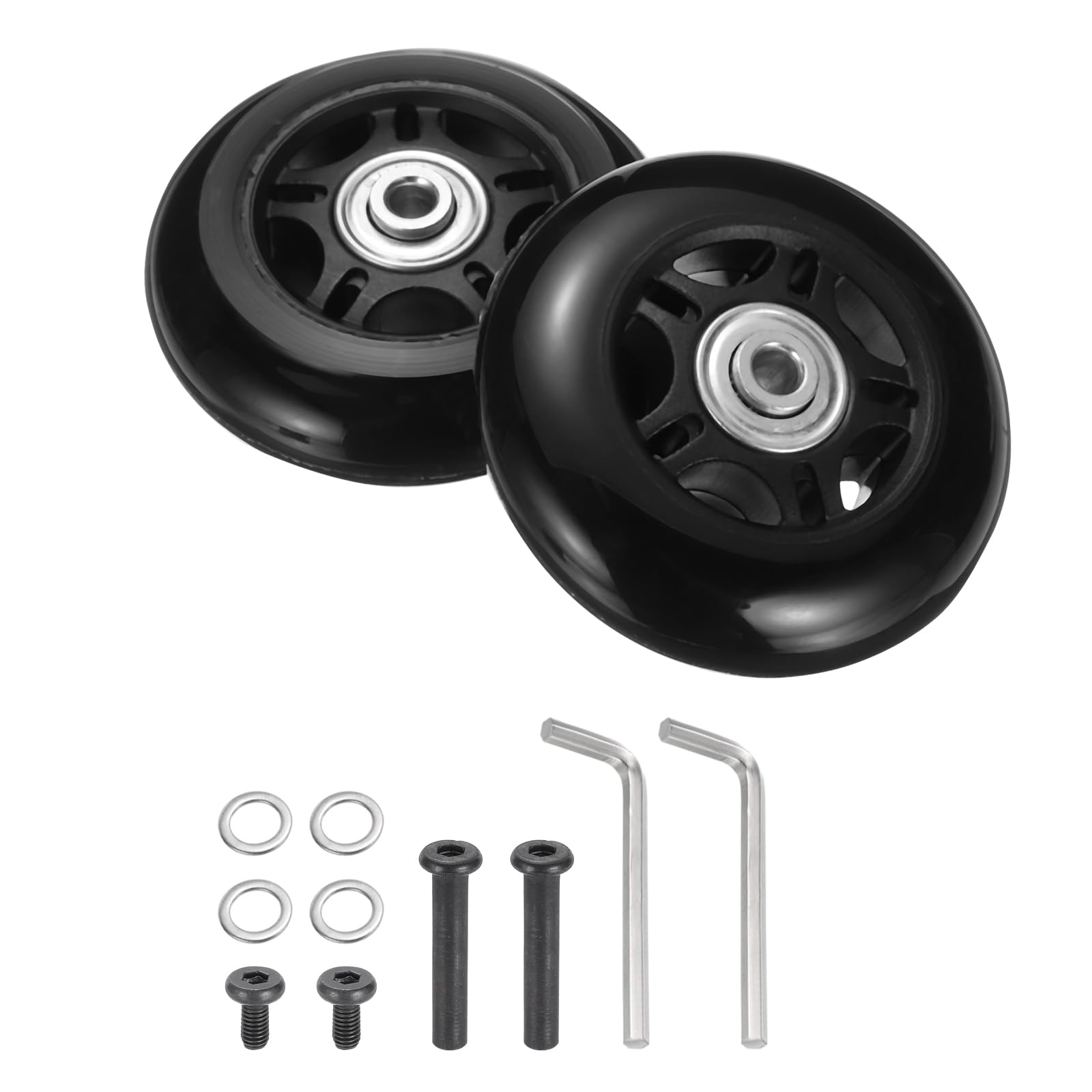 uxcell Set of 1 Luggage Wheels Replacement 75 x 24 mm/3" x 0.9" Rubber Swivel Caster Bearing Wheels Repair Kits for Suitcase Inline Outdoor Skate,Black