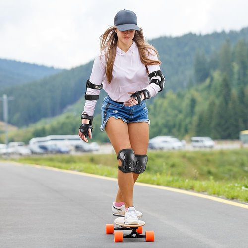 JBM Adult/Youth Knee Pad Elbow Pads and Wrist Guards Protective Gear Set for Sateboarding Cycling Roller Skating Inline Skating Scooter Riding Sports BMX Biking Sports (Black)