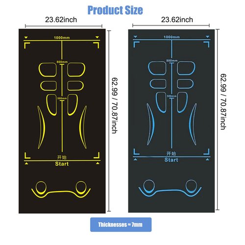 Exercise Equipment Mat with Storage Bag for Ab Roller Wheel Non-Slip Gym Floor Pad 7mm Extra Long Sound Insulation Knee Yoga Mat For Floor Workouts (Blue-Black(B), 71"L X 28"W X 0.28"H)