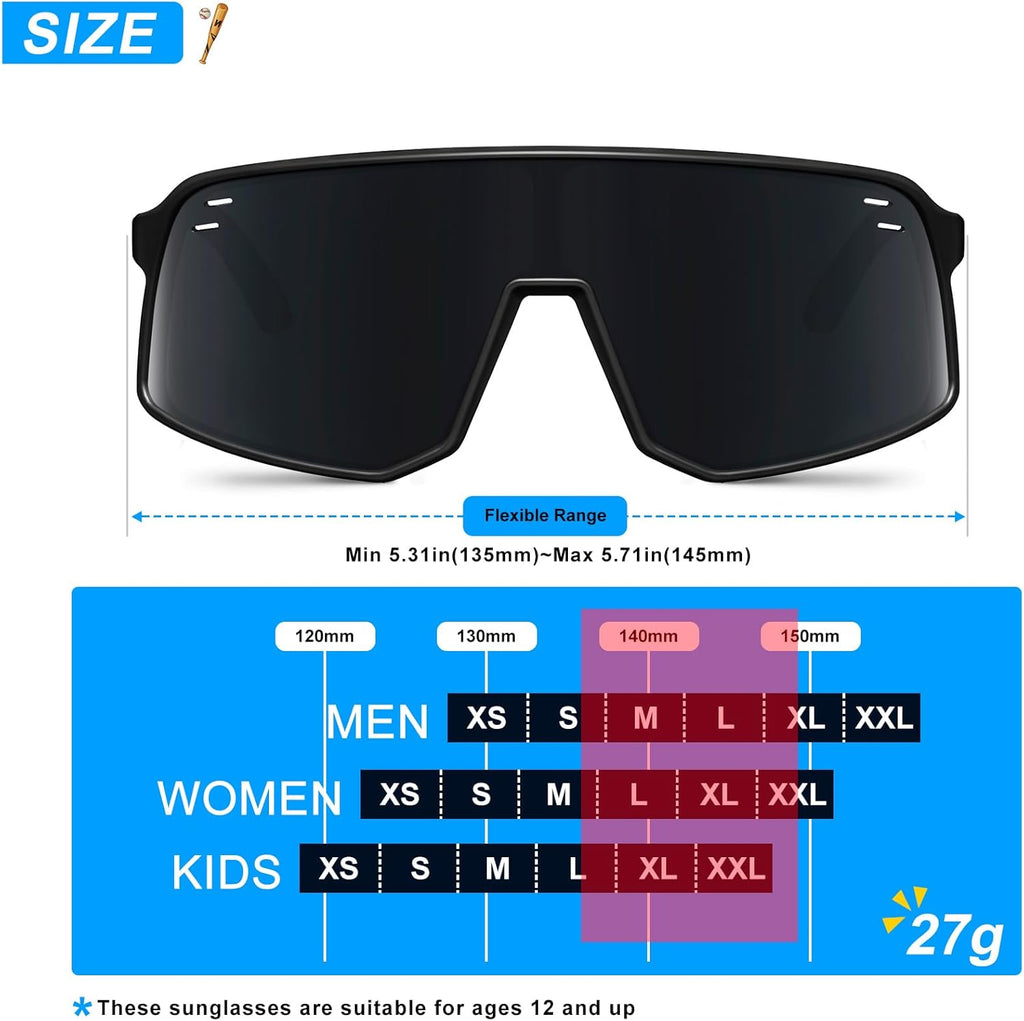 Polarized Sports Sunglasses | UV400 Protection for Men & Women - Ideal for Cycling, Fishing, Running