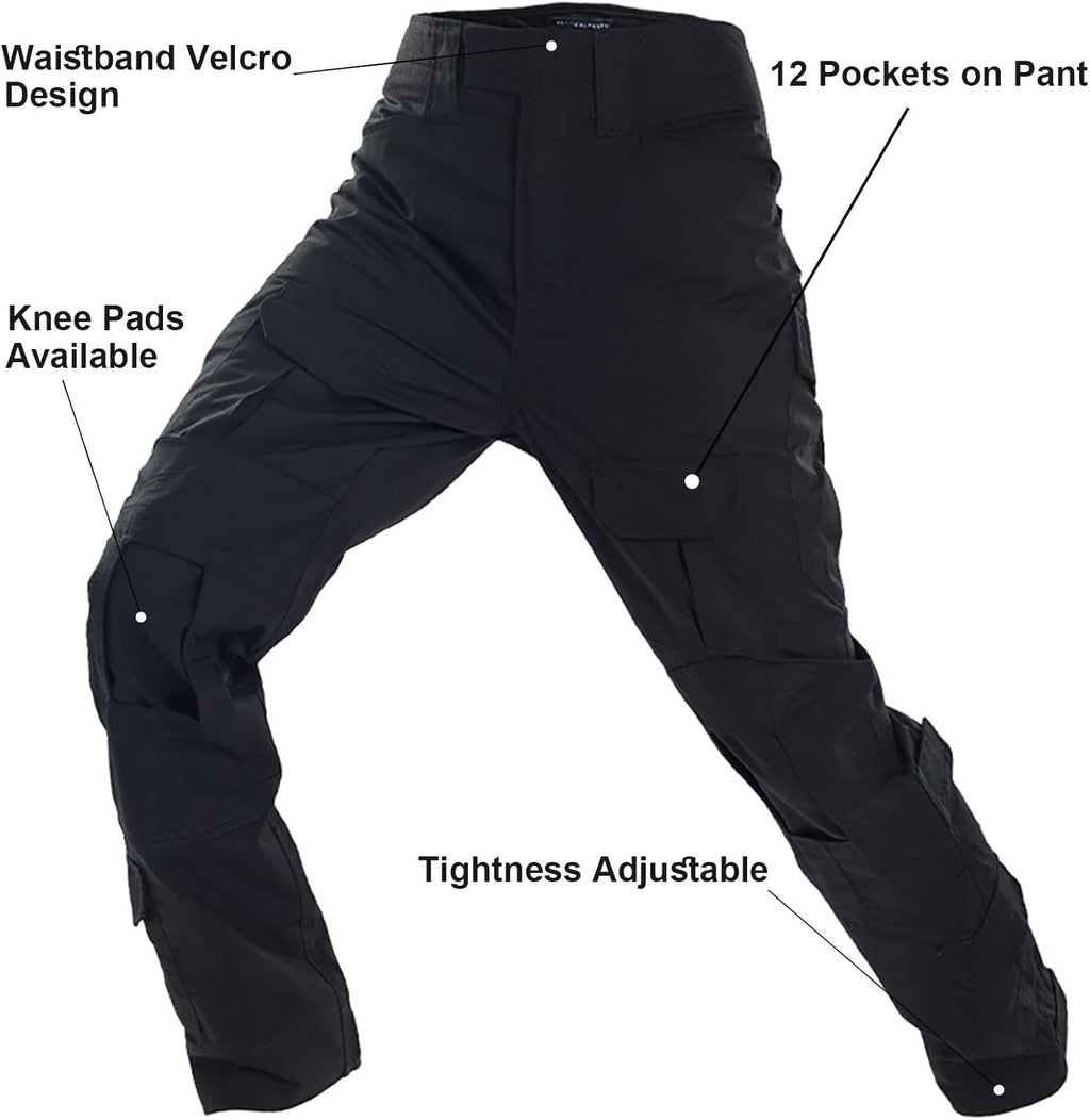 Skiennix Tactical Uniform Set - Combat Pants, Shirt, Cap, Balaclava & Gloves | Men's Camo Airsoft Gear