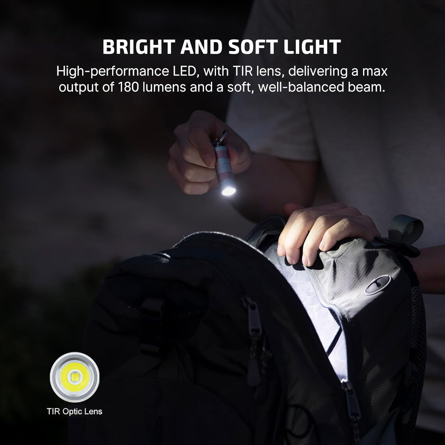 OLIGHT I1R 2 Pro Eos Keychain Flashlight - 180 Lumens Rechargeable Mini Light (Silver-Flow)