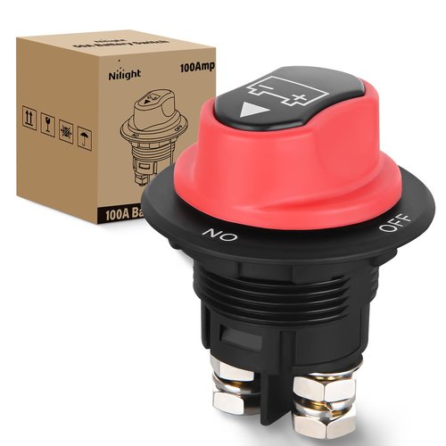 Nilight Battery Disconnect Switch - 100A Master Isolator for 12V-48V | Waterproof Heavy Duty for Marine, RV, Car, ATV, UTV