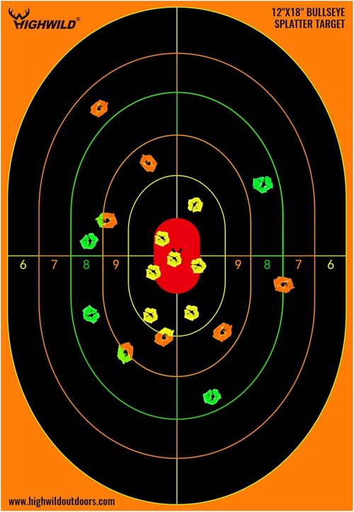 Highwild Bullseye Splatter Paper Targets - Vibrant Multi-Color Splash Effect - 12x18 Inch
