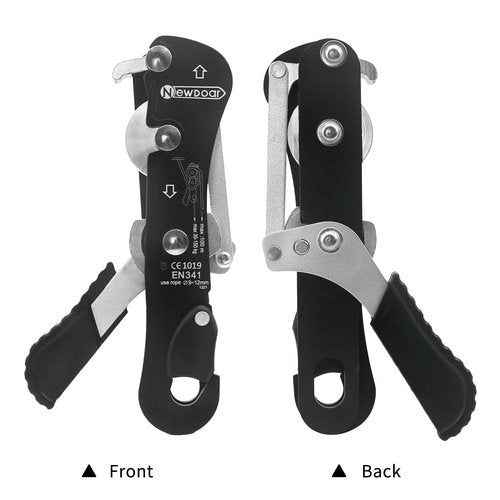 NewDoar Climbing Stop Descender Rappelling Belay for Ropes 10-12mm The Novices for Rescue & Arborist CE Certification(Black)