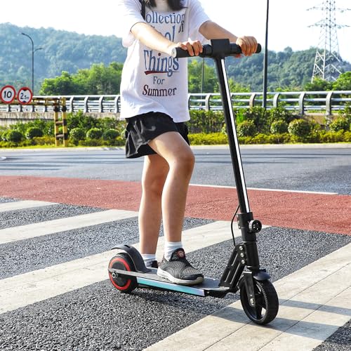 Kids Electric Scooter Black with Bright LED Lights & Dual Brakes - 150W